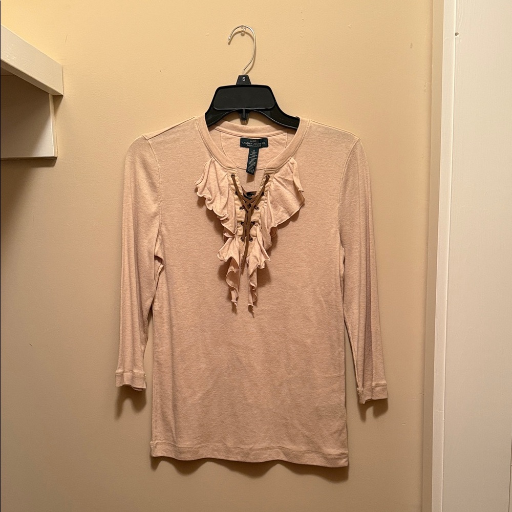 Ralph Lauren Beige Ruffle Blouse